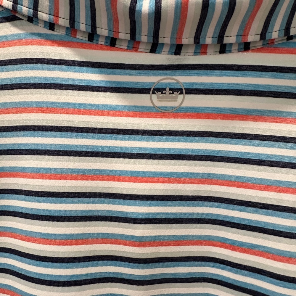 Peter Millar Blue and Pink Striped Polo